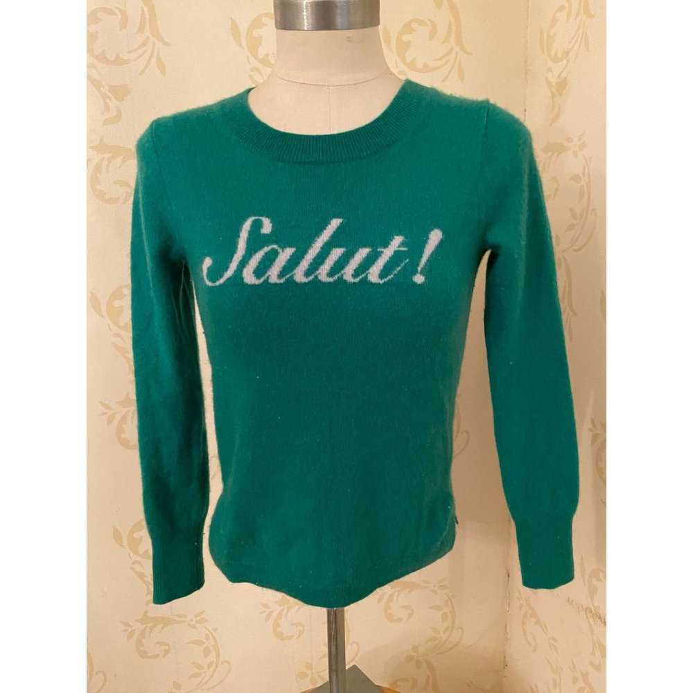 J.Crew 100% Cashmere Salut! Green Sweater Ladies XS